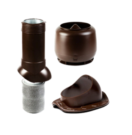 Комплект "Мастер Флеш" для кровли Monterrey D125/160 H=700 вентиляционный выход + колпак + проходной элемент  RAL 8017 коричневый