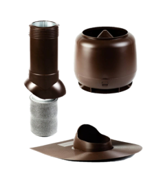 Комплект "Мастер Флеш" для битумной кровли D125/160 H=700 вентиляционный выход + колпак + проходной элемент RAL 8017 коричневый