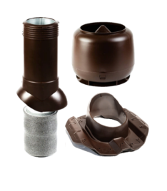 Комплект "Мастер Флеш" для кровли из профиля 20 D125/160 H=700 вентиляционный выход + колпак + проходной элемент RAL 8017 коричневый